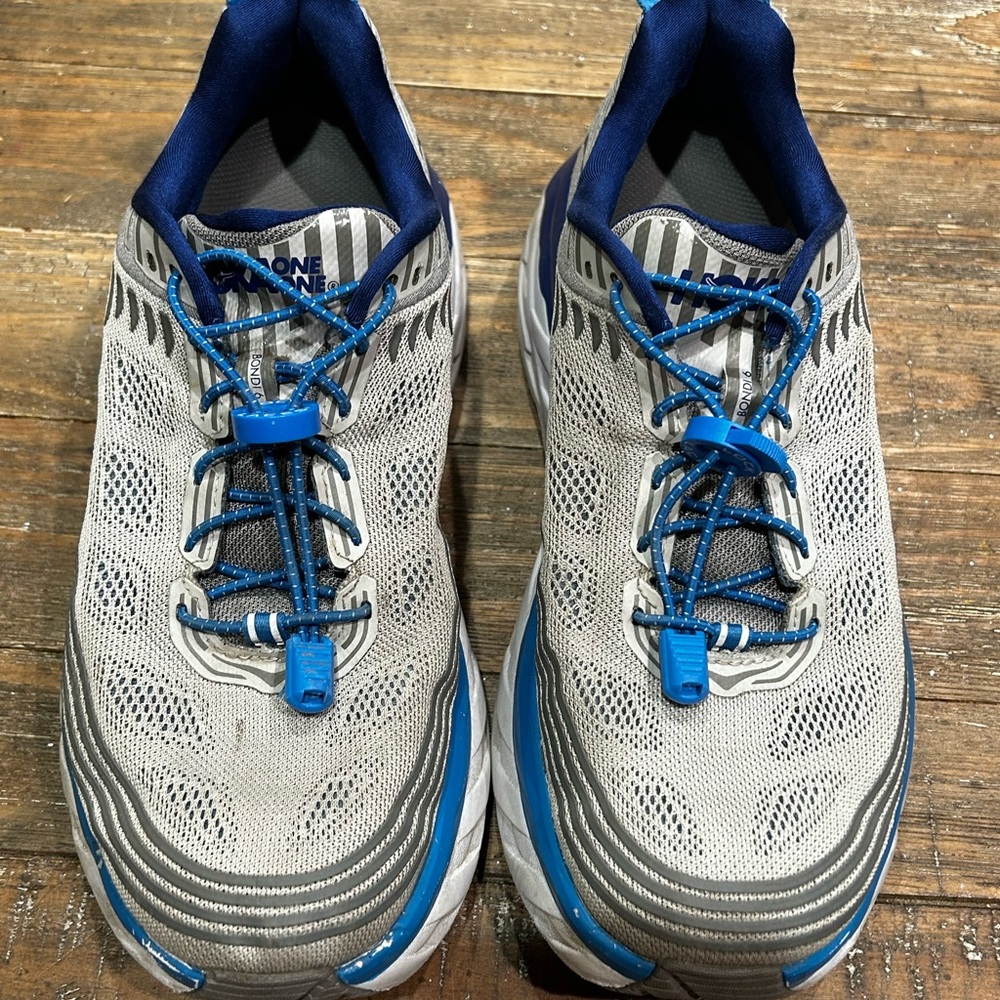 💙🩶Hoka One One Men's Bondi 6 Running Shoes gray/blue Size 8.5 good condition💙🩶